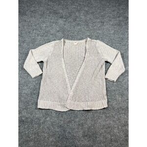 Mossimo Supply Co. Cardigan Sweater Women XL Beige Cotton Open Front Ribbed Trim